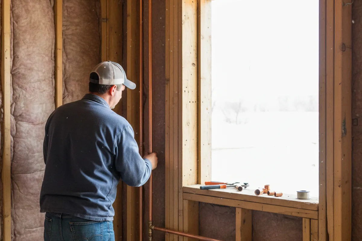 Licensed plumber running new copper supply lines in a Chesterton home